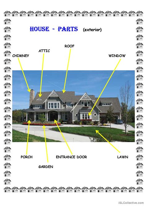 HOUSE exterior parts - names (basic): English ESL worksheets pdf & doc