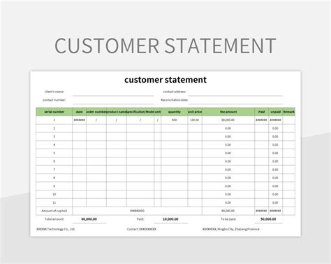 Customer Statement Excel Template And Google Sheets File For Free Download - Slidesdocs