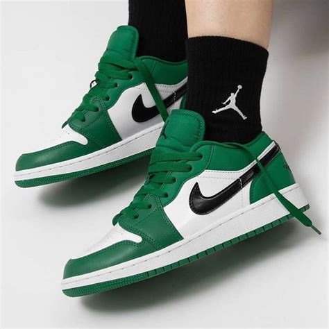 Air Jordan 1 Low Pine Green White Black 553558-301 | Nike shoes jordans ...