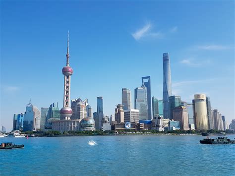 View of the Shanghai business district's Skyline from the famous Shanghai Bund Shanghai Bund ...