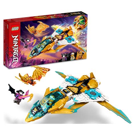 LEGO NINJAGO Zane's Golden Dragon Jet, 71770 Toy Plane Set for Kids 7+ with Cole & Zane ...