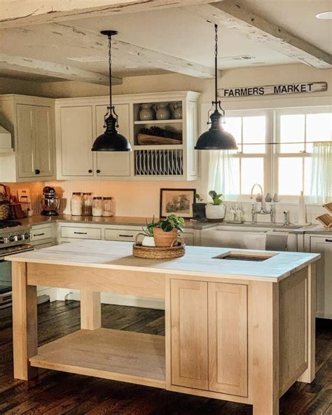 Black Pendant Lights in a Rustic Farmhouse Kitchen - Soul & Lane