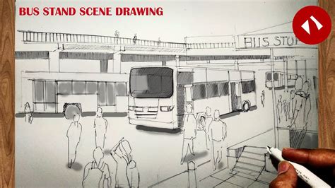 Bus Stand Drawing For Kids