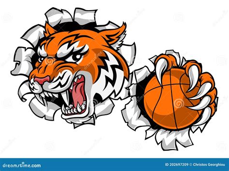 Tiger Baketball Player Animal Sports Mascot Stock Vector - Illustration ...