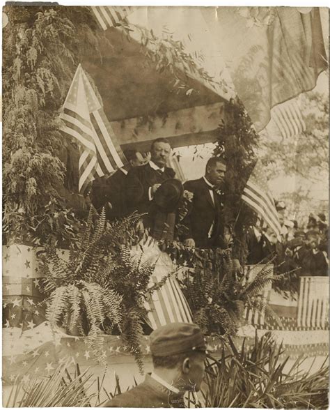 (1905) President Theodore "Teddy" Roosevelt and Booker T. Washington at the Tuskegee Institute ...