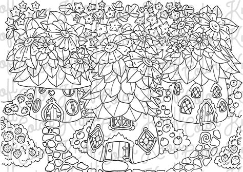 Fairy Garden Coloring Page // House of Fairies // Digital Download Color - Etsy Sweden