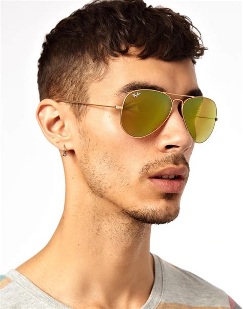 Lyst - Ray-ban Aviator Sunglasses in Yellow for Men