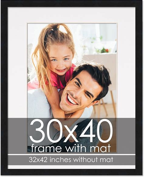 Amazon.com - 30x40 Frame Black with White Mat - Black 32x42 Frame Wood ...