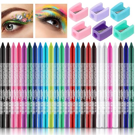 Amazon.com : Leelosp 25 Color Eyeliner Pencil Set, Colorful Pearl ...