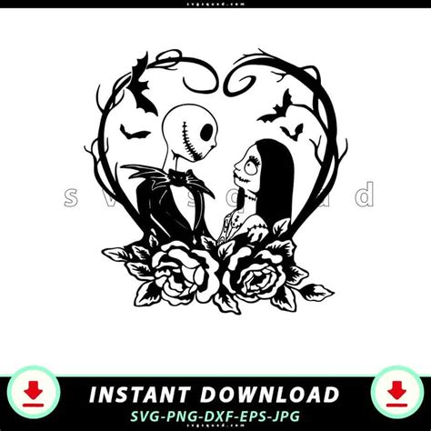 Jack Skellington and Sally Svg Png, Nightmare Love Couple, Cricut