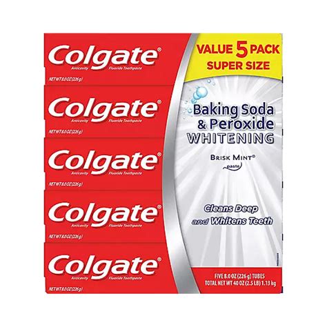 Colgate Baking Soda and Peroxide Whitening Toothpaste | 5 Pack | Brisk ...