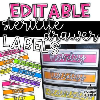 Sterilite Drawer Labels | EDITABLE by Pocketful of Primary | TpT