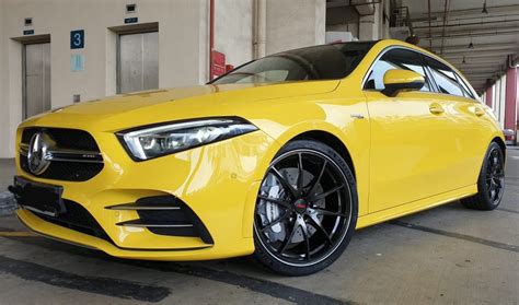 Mercedes-Benz A35 AMG W177 Yellow with Rays Volk G25 Aftermarket Wheels ...