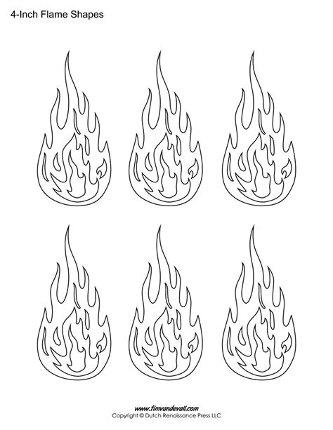 Printable Flame Stickers, Flame Templates, Flame Shapes