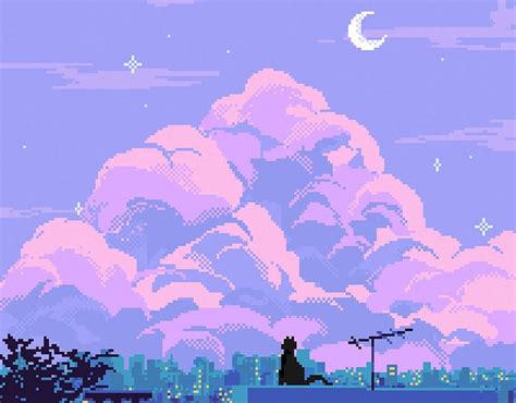 Cat on the Rooftop / Pixel Art in 2022 | Pixel art landscape, Pixel art background, Pixel art design