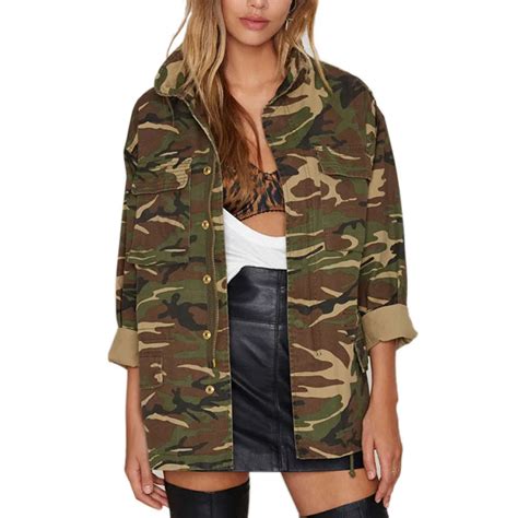 2017 Spring Street Fashion Army Green Camouflage Jacket Women Coats Military Outwear Casual ...