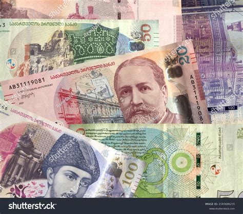 Collage Various Georgian Lari Banknotes Georgian Stock Photo 2183686235 ...