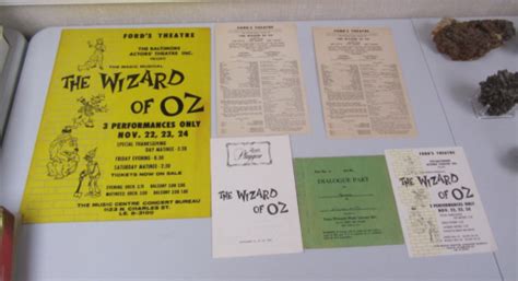 1962 The Wizard of Oz Ford's Theater Window Card Actor's Dialogue Playbill Flyer | eBay