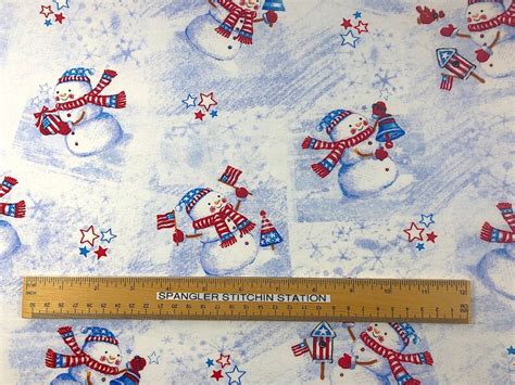 Snowman Fabric Patriotic Snowman Cotton Fabric Quilting - Etsy