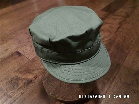 WWII U.S MILITARY ARMY HAT REPRODUCTION CAP HBT MATERIAL OD GREEN SIZE LARGE - Hats