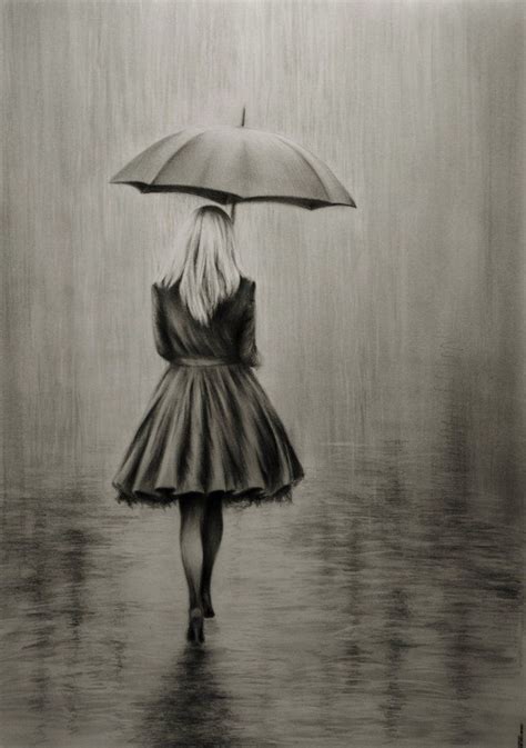 autumn rain by sergejbag.deviantart.com on @DeviantArt | Art sketches pencil, Girl in rain, Art ...