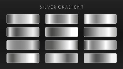 Premium Vector | Silver gradient vector set. Steel Metal background ...