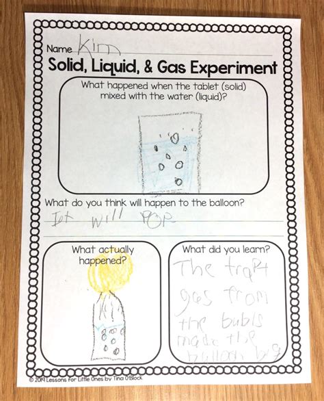 Solid Liquid Gas Worksheet