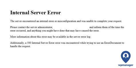 Wordpress Internal Server Error 500 » WP Manager®