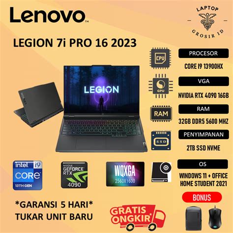 Jual Laptop Lenovo Legion 7i Pro 16 RTX4090 16GB I9 13900HX 32GB 2TBSSD W11+OHS 16.0WQXGA 240HZ ...