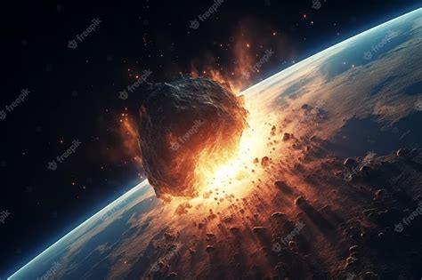 Premium Photo | Asteroid earth collision Generate Ai