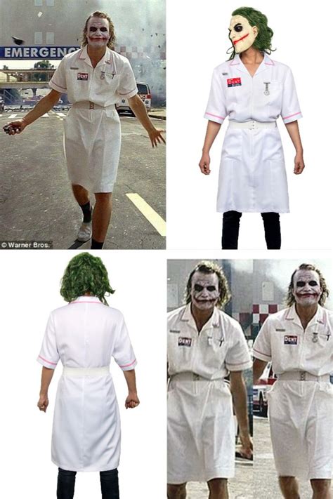 Heath Ledger Joker Nurse Cosplay Dress With Mask Batman Dark Knight Rise Costume-Takerlama ...