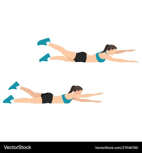 Woman doing alternating superman exercise Vector Image