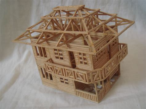 House made out of matchsticks | Popsicle stick crafts house, Matchstick ...