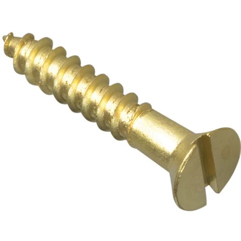 Wood Screws Brass - Slotted Countersunk Raised Head 8 x 1in (Pack 16) Tools Store