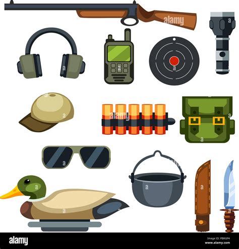 Set of cartoon equipment of the hunter Stock Vector Image & Art - Alamy