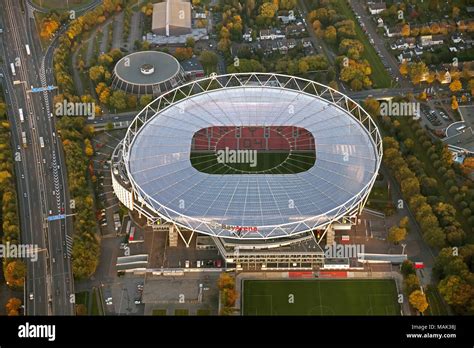 Aerial view, BayArena, formerly Ulrich Haberland Stadium, Bayer 04 ...