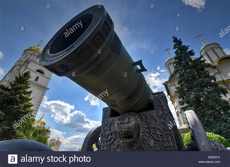 View of Tsar Cannon (King Cannon) in Moscow Kremlin. Moscow Kremlin is ...