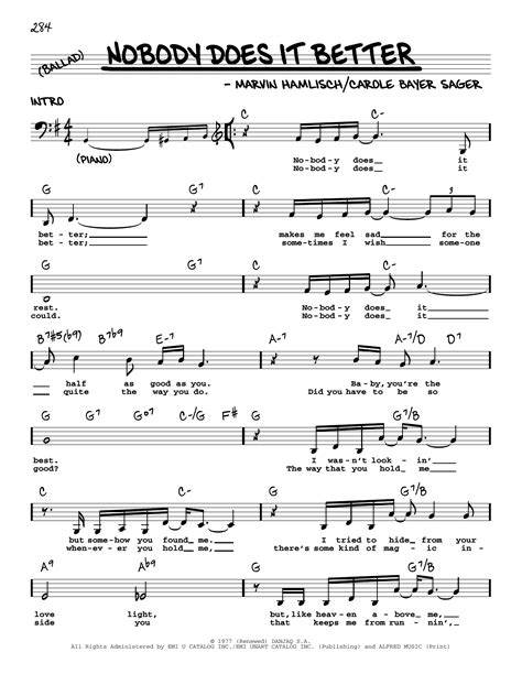 Nobody Does It Better by Carly Simon Sheet Music for Real Book – Melody, Lyrics & Chords at ...