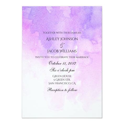 Watercolor wedding invitation. Pink and purple Invitation | Zazzle ...