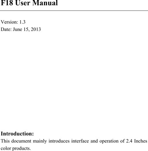 ZKTECO F18M Smart Access Control Terminal User Manual Color TFT Serials