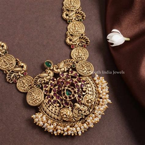 Beautiful Lakshmi Coin Design Bridal Haram - South India Jewels