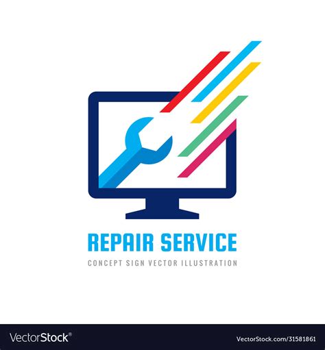 Computer repair service business logo Royalty Free Vector