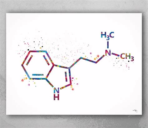 DMT Molecule Watercolor Print Chemical Molecule Symbol Wall Art Nerd Science Biology Medical Art ...