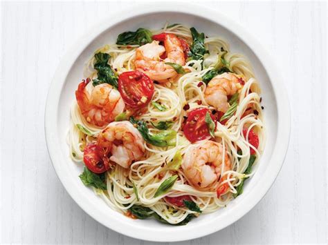 Angel-Hair Pasta with Shrimp and Greens Recipe | Food Network Kitchen | Food Network