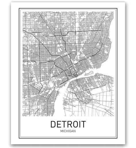 Buy MotivatedWallArtDetroit Detroit of Detroit Art Minimalist City s Detroit Michigan Wall Art ...