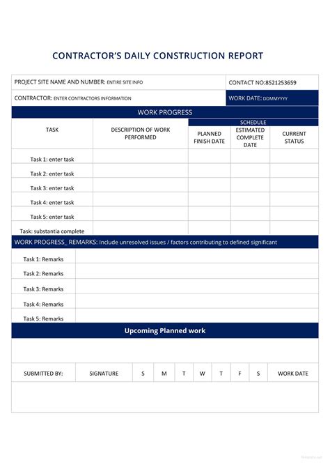 Daily Construction Report Template in Microsoft Word, PDF, Apple Pages ...