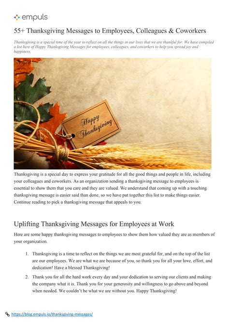 55+ Thanksgiving Messages to Employees, Colleagues & Coworkers - Empuls ...