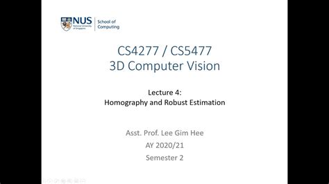 3D Computer Vision | Lecture 4 (Part 2): Robust homography estimation - YouTube