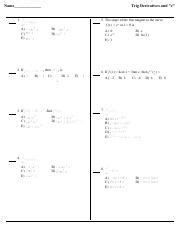 Derivatives of e and Trig functions Quiz.pdf - Name Trig Derivatives and e 1. 5. The slope of ...