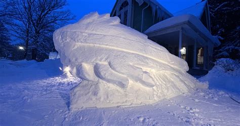 Buffalo Bills fans create Bills snow sculptures in East Aurora